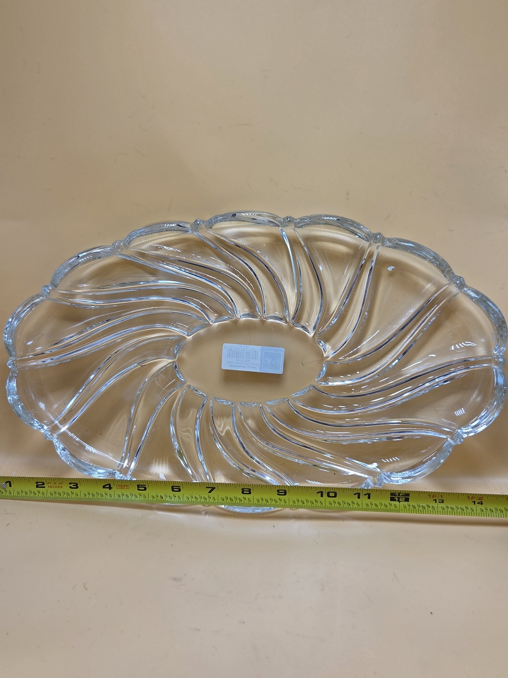 Mikasa Clear Glass Peppermint Swirl Oval Serving Platter